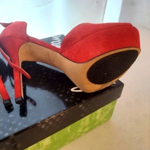SUEDE SAM EDELMAN HEELS PEEP TOE